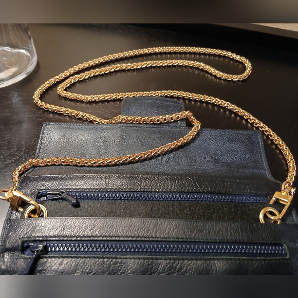 Vintage Celine Crossbody Leather Tri-fold Long Wallet on a Chain - Picture 6 of 15